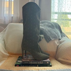 Schutz Green Suede Knee High Boots